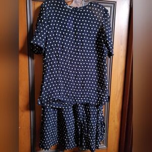 Blazer polka dot suit with golden buttons